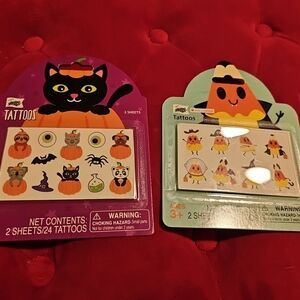 NIP Mello Smello Halloween Temporary Tattoos 4 Sheets Candy Corn Pumpkins